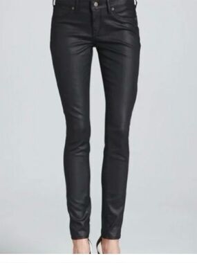 Rich & Skinny Women's Black Wax Coated Skinny Pants Sz 27